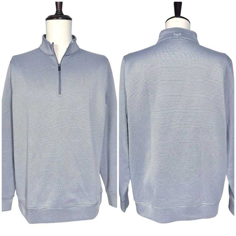 Hickey Freeman | Men | Stripe Stretch Performance 1/4  Zip Golf Pullover | Large